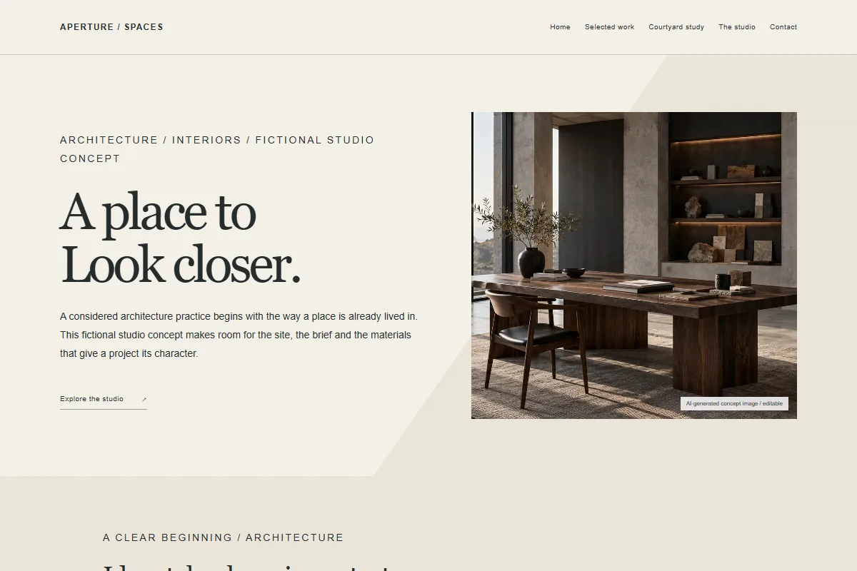 Aperture Studio website design preview