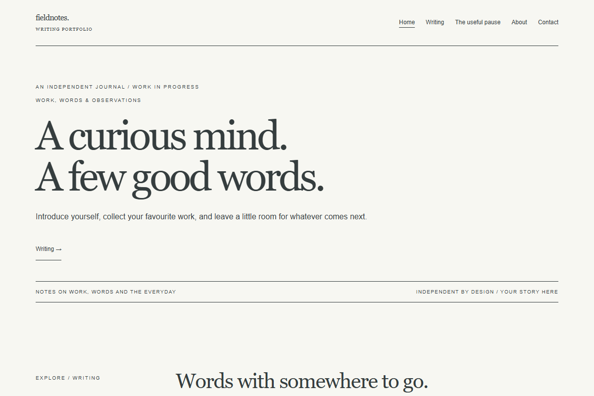 Fieldnotes website design preview
