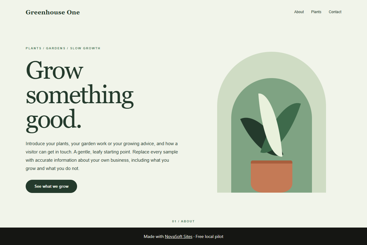 Greenhouse One website design preview