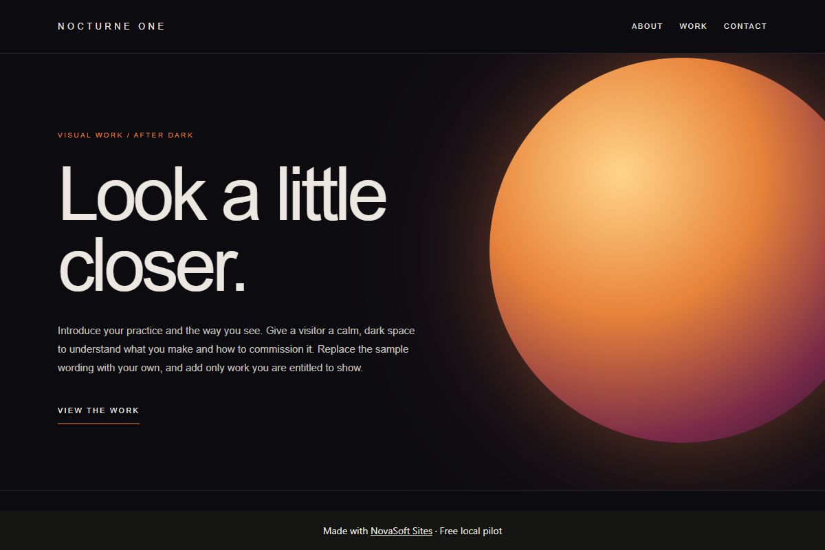 Nocturne One website design preview