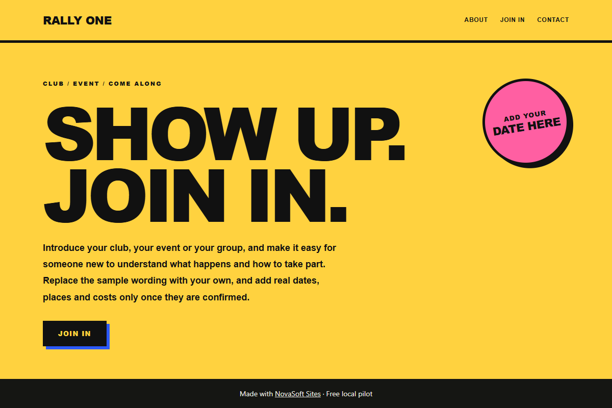 Rally One website design preview