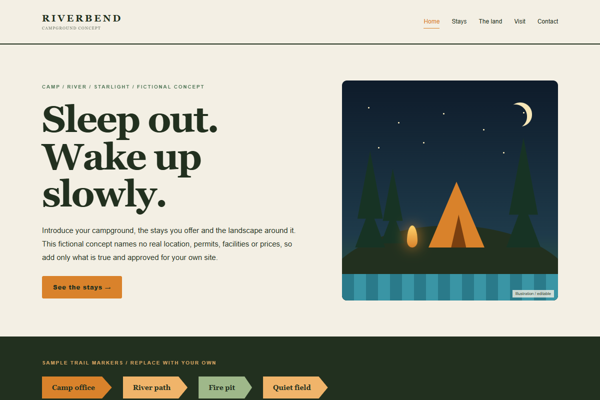 Riverbend Camp website design preview