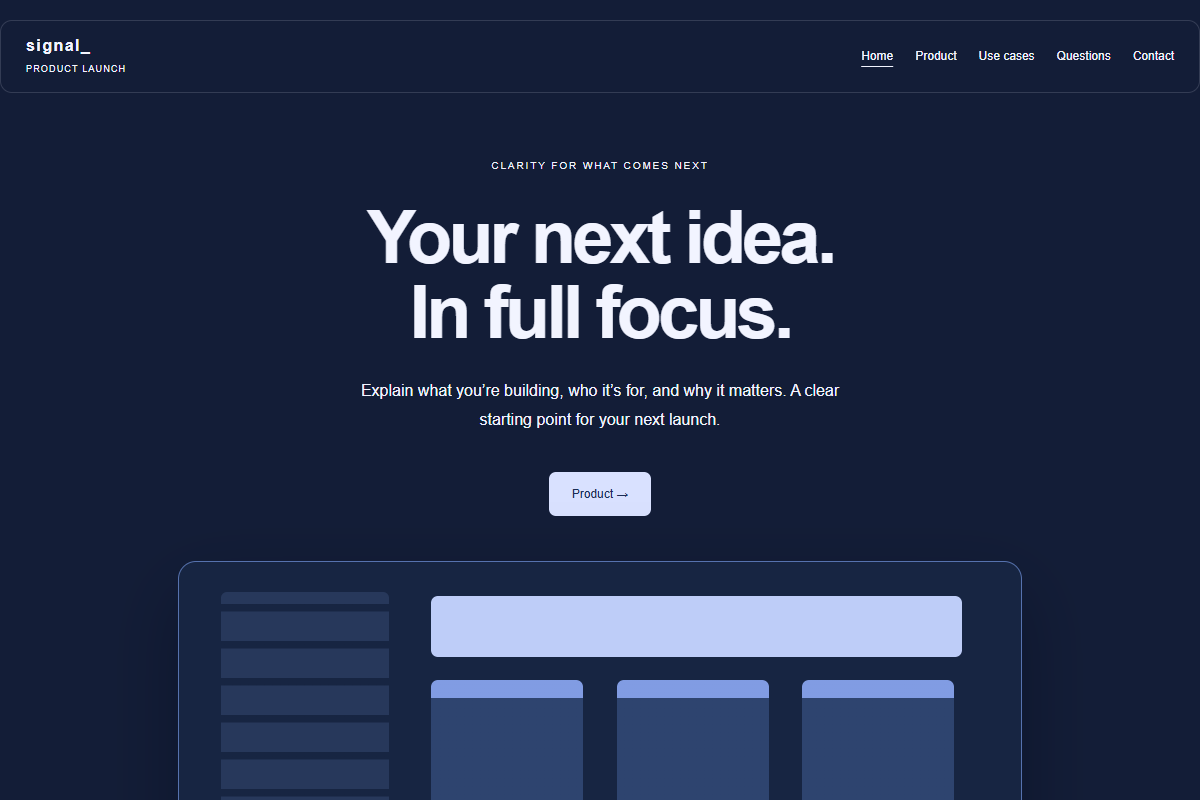 Signal website design preview
