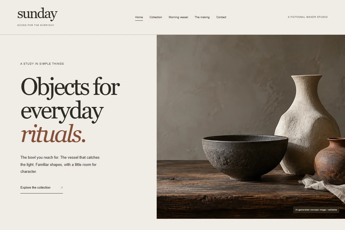 Sunday Goods website design preview