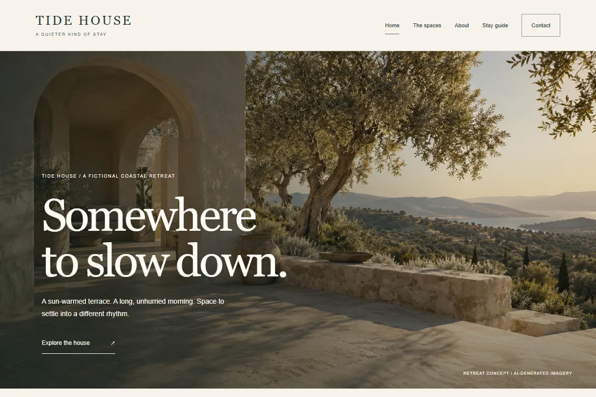 Tide image-rich coastal retreat website template
