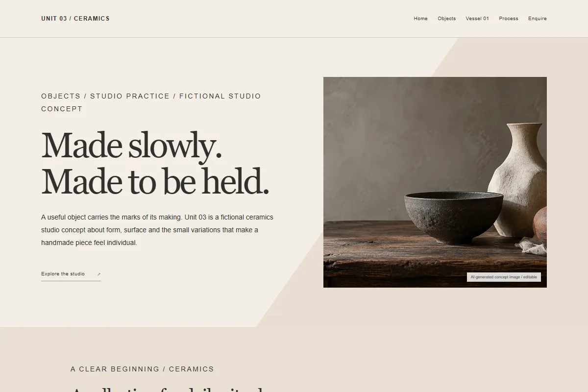 Unit 03 Ceramics website design preview