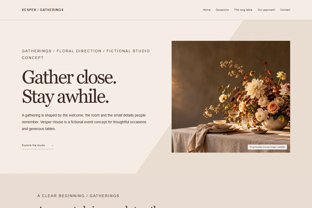 Vesper House website design preview